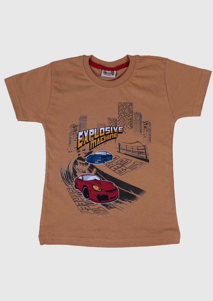 Baskılı Kısa Kollu Erkek Çocuk T-shirt 002 | Hardal