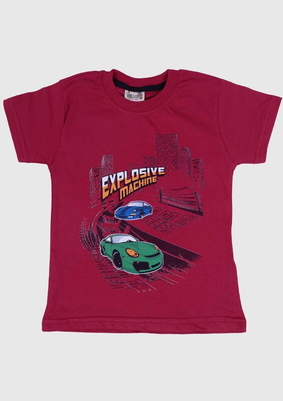 SİMİSSO - Baskılı Kısa Kollu Erkek Çocuk T-shirt 002 | Bordo