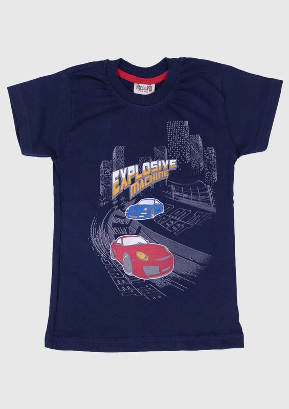 SİMİSSO - Baskılı Kısa Kollu Erkek Çocuk T-shirt 002 | Lacivert