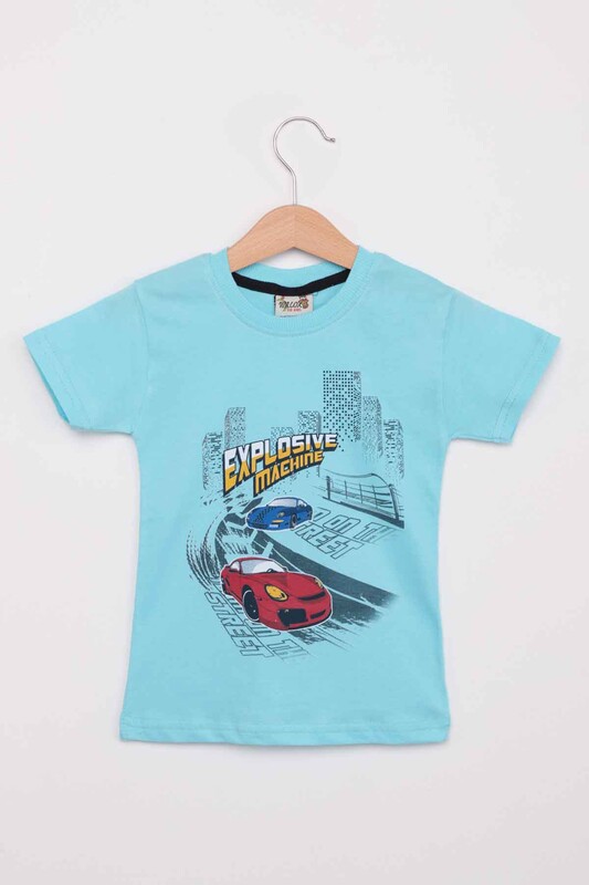 SİMİSSO - Baskılı Kısa Kollu Erkek Çocuk T-shirt 002 | Mint