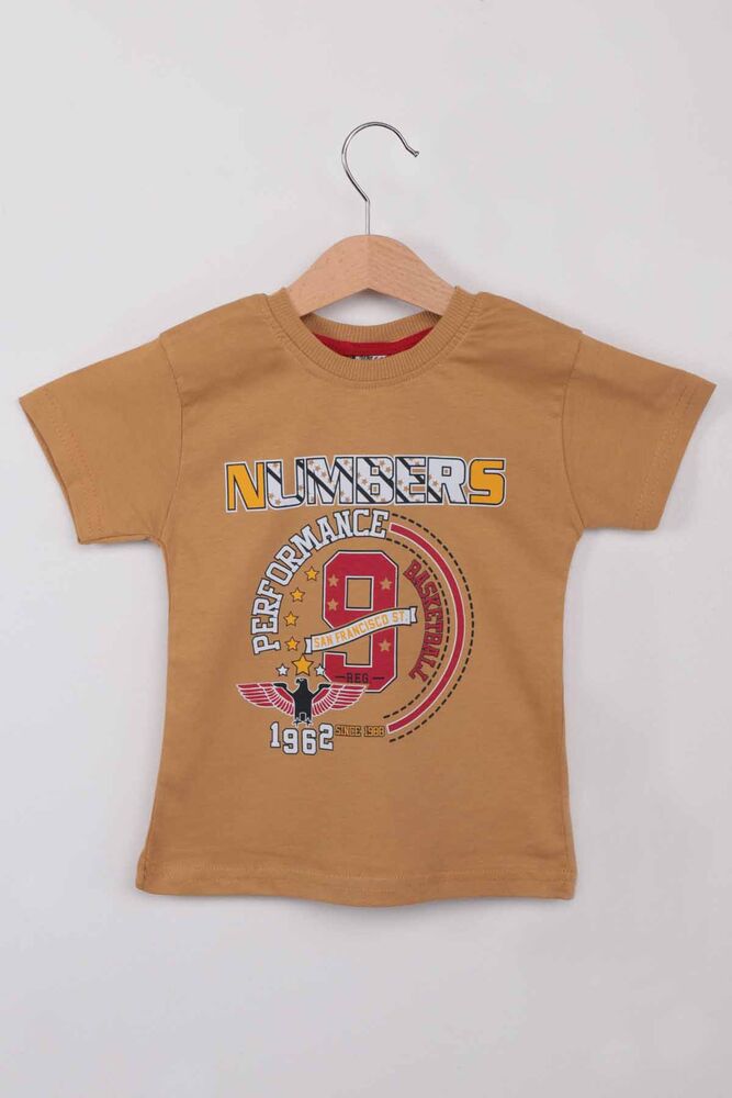 Baskılı Kısa Kollu Erkek Çocuk T-shirt 004 | Hardal