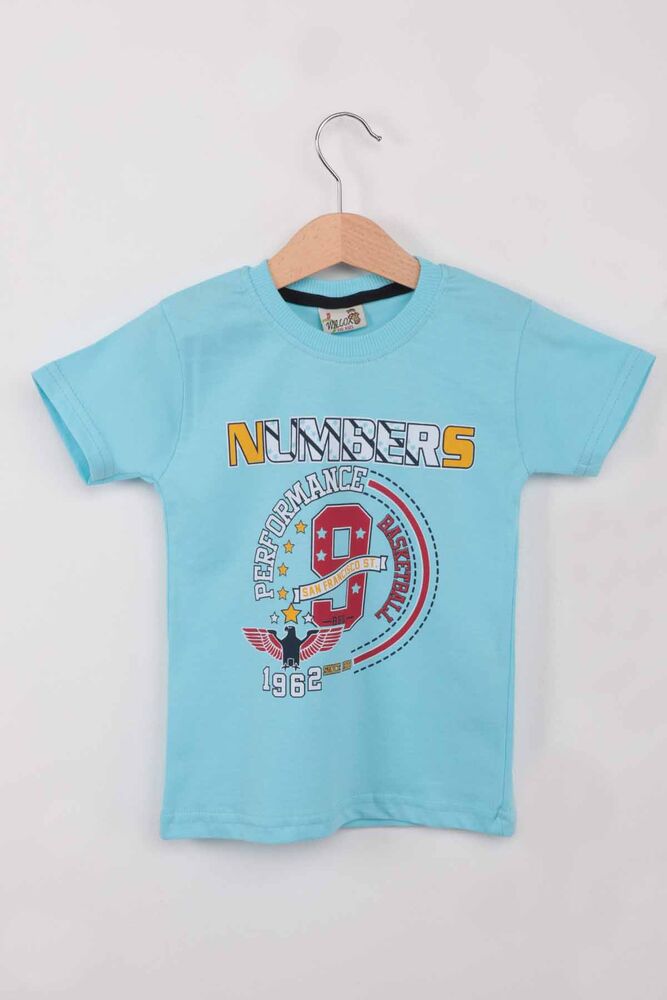 Baskılı Kısa Kollu Erkek Çocuk T-shirt 004 | Mint