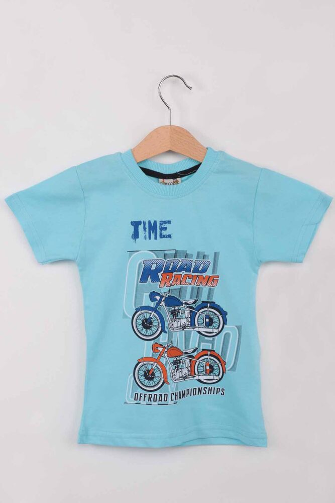 Baskılı Kısa Kollu Erkek Çocuk T-shirt 008 | Mint