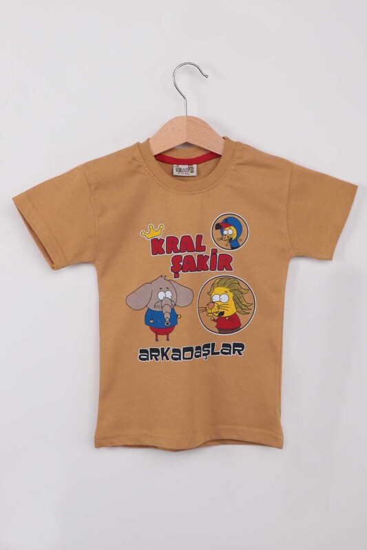 WALOX - Baskılı Erkek Çocuk Tshirt 1214 | Hardal