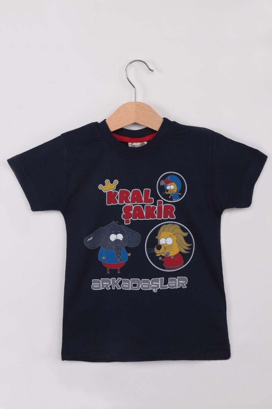 WALOX - Baskılı Erkek Çocuk Tshirt 1214 | Lacivert