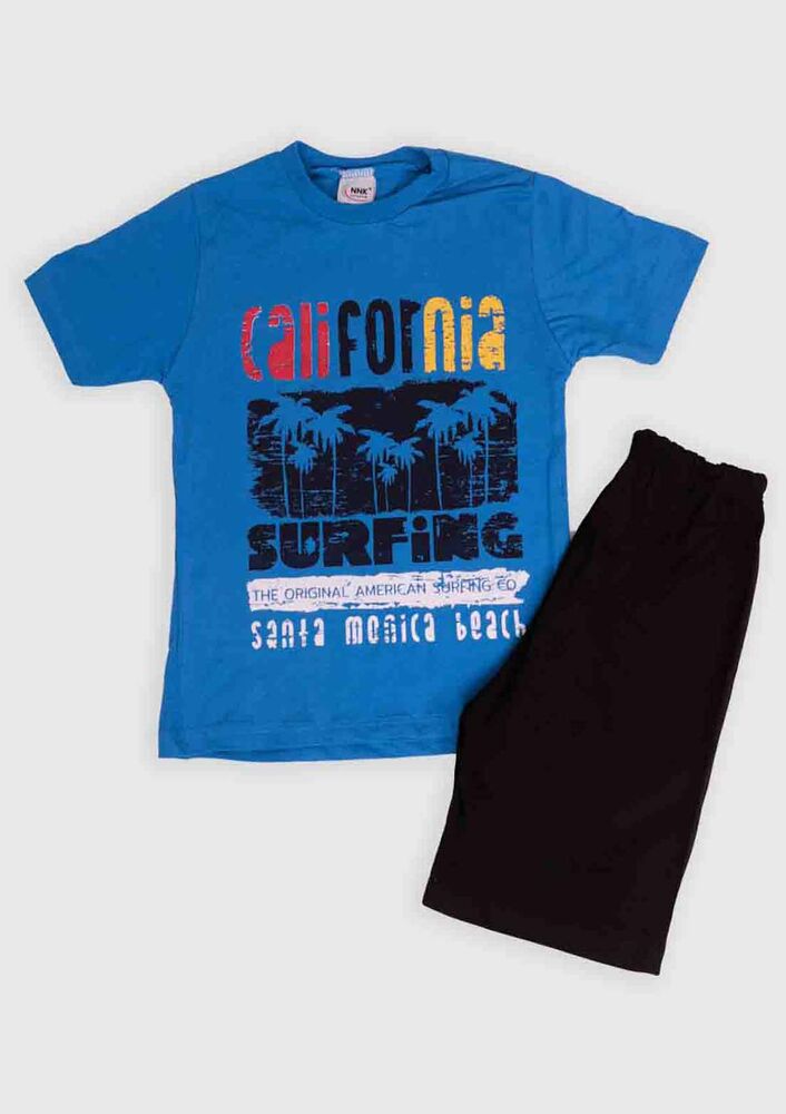 NNK California Baskılı Erkek Çocuk 2'li Takım | Mavi
