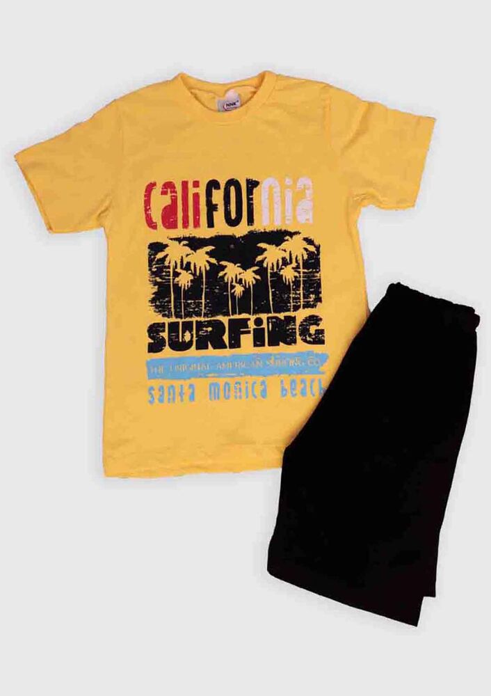 NNK California Baskılı Erkek Çocuk 2'li Takım | Sarı
