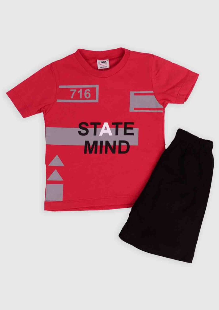 NNK State Mind Baskılı Erkek Çocuk 2'li Takım | Kırmızı