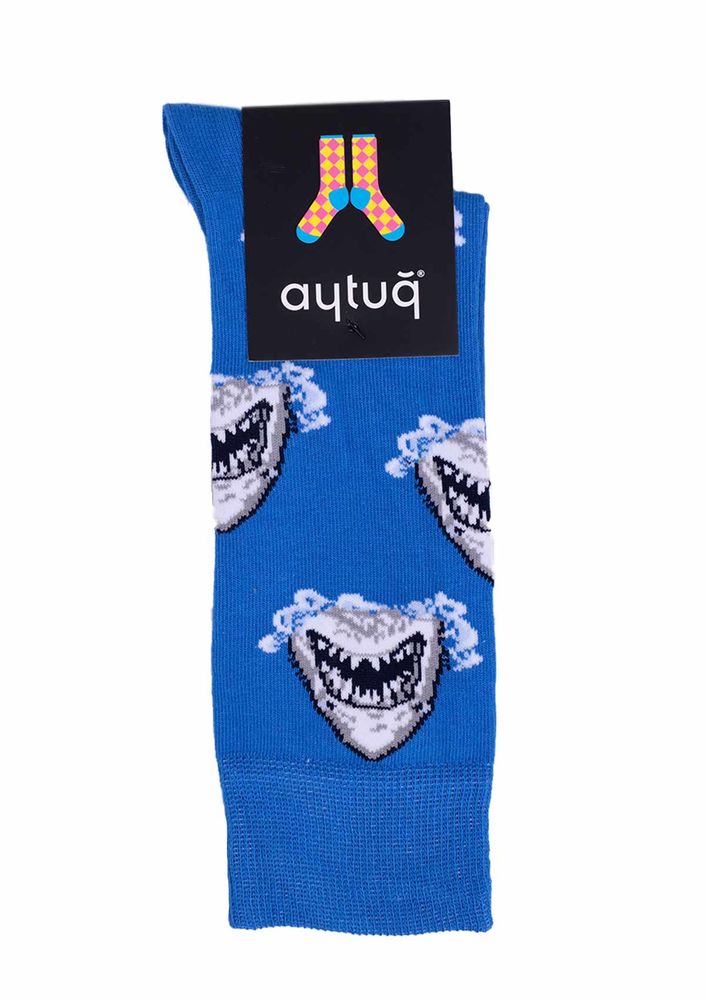 Aytuğ Köpek Balığı Desenli Erkek Çorap 2433 | Mavi