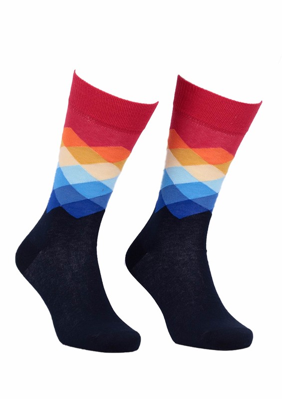 Aytuğ Baklava Desenli Erkek Çorap | Lacivert - Thumbnail