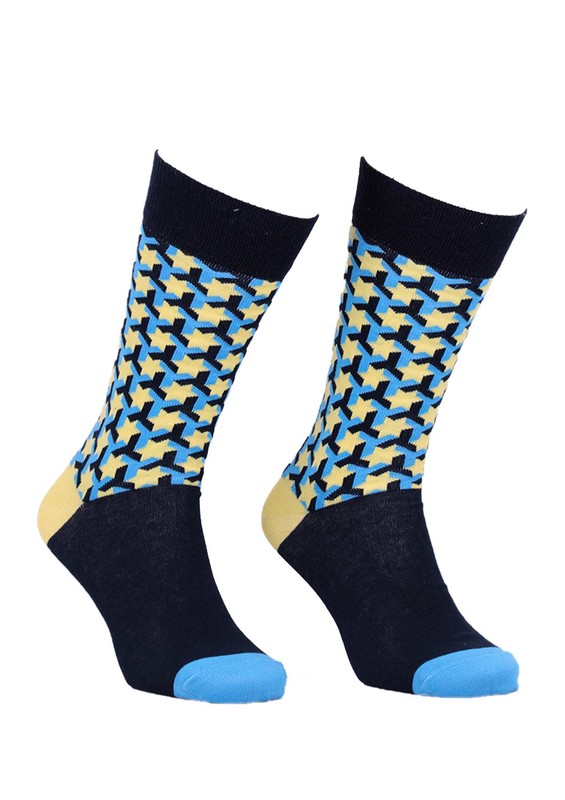 Aytuğ Yıldız Desenli Erkek Çorap 2433 | Sarı - Thumbnail