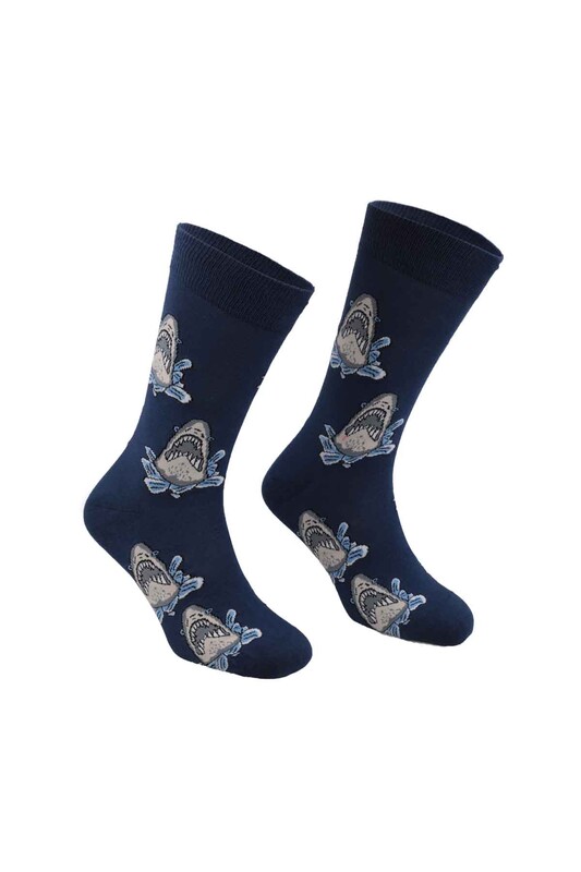 PİERRE CARDİN - Pierre Cardin Shark Desenli Erkek Çorap 212 | Lacivert