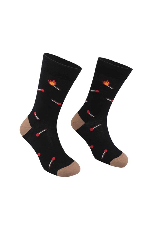 Pierre Cardin Stick Desenli Erkek Çorap 208 | Siyah - Thumbnail