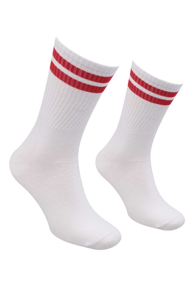 Çizgili Erkek Tenis Çorabı 7550 | Kırmızı