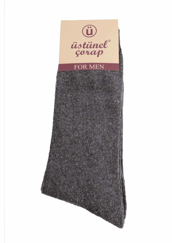 ÜSTÜNEL - Erkek Düz Soket Çorap | Füme
