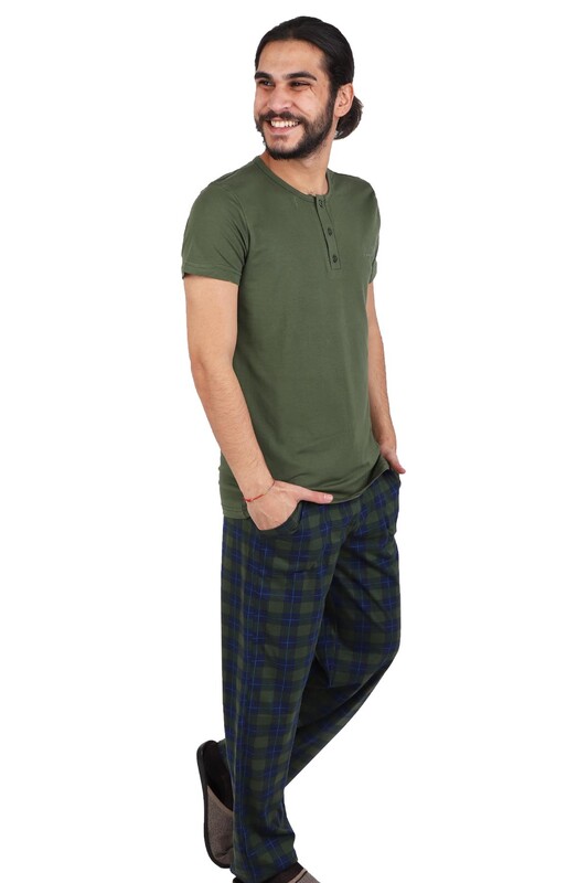 Aydoğan Kısa Kol Modal Erkek Pijama Takımı 7813 | Yeşil - Thumbnail