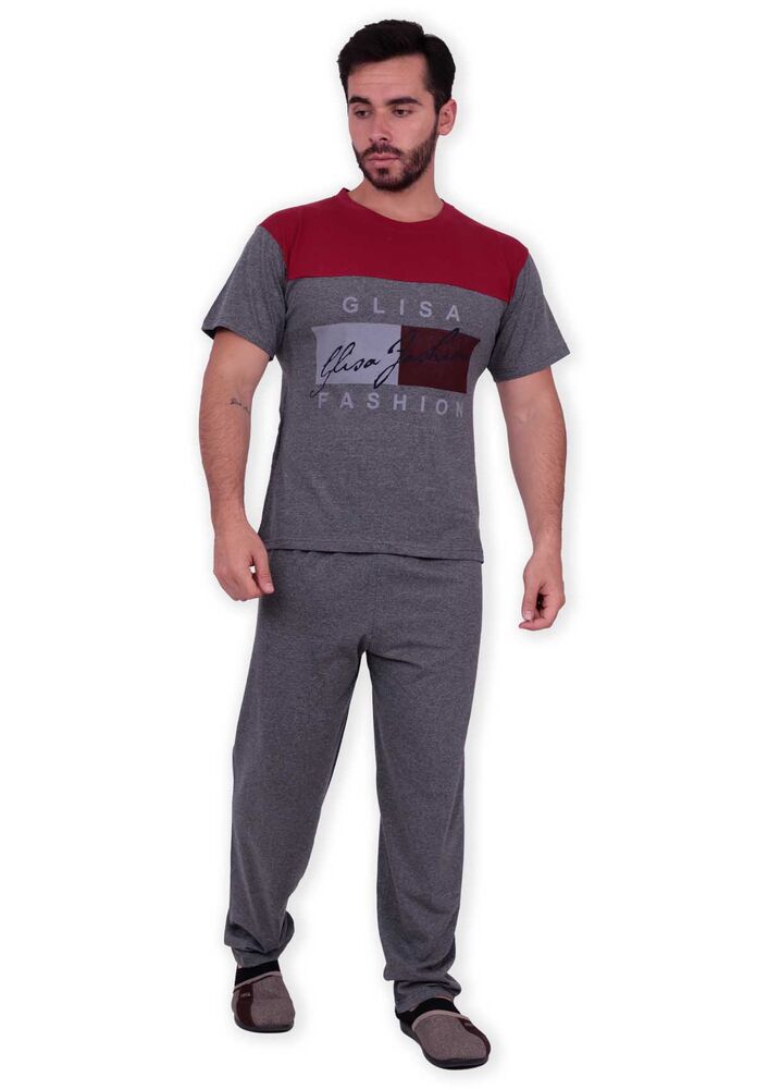 Glisa Blok Renkli Kısa Kollu Erkek Pijama Takımı | Kırmızı