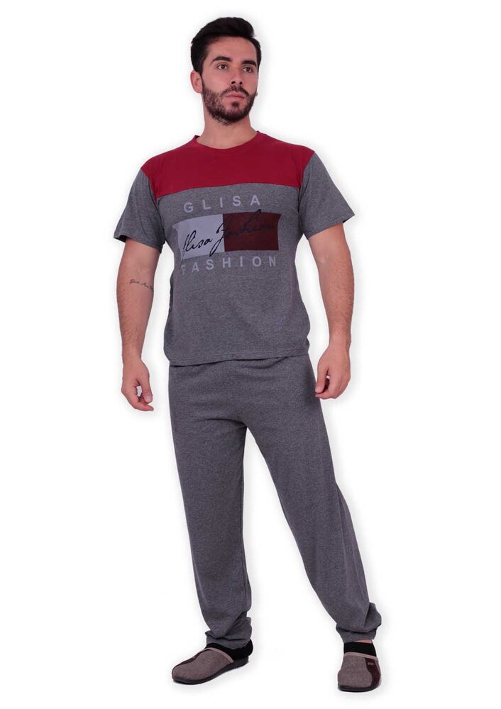 Glisa Blok Renkli Kısa Kollu Erkek Pijama Takımı | Kırmızı