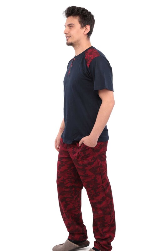 Işılay Erkek Kısa Kol 3 lü Pijama Takımı | Kırmızı - Thumbnail