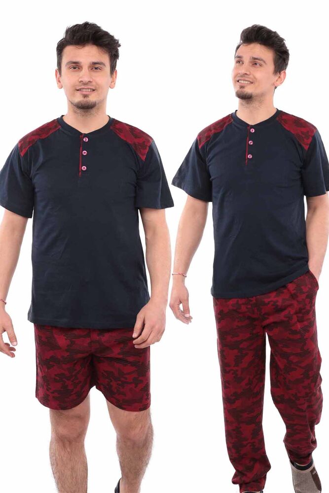 Işılay Erkek Kısa Kol 3 lü Pijama Takımı | Kırmızı