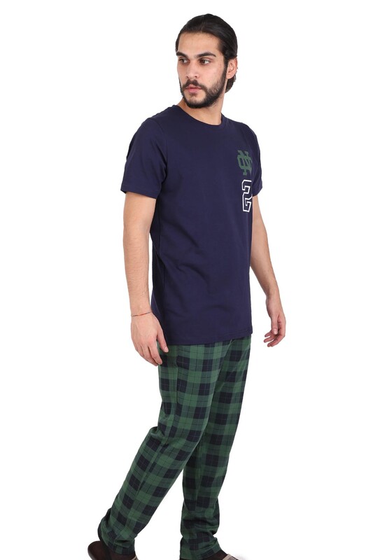 Jiber Erkek Kısa Kollu Pijama Takımı 4609 | Lacivert - Thumbnail