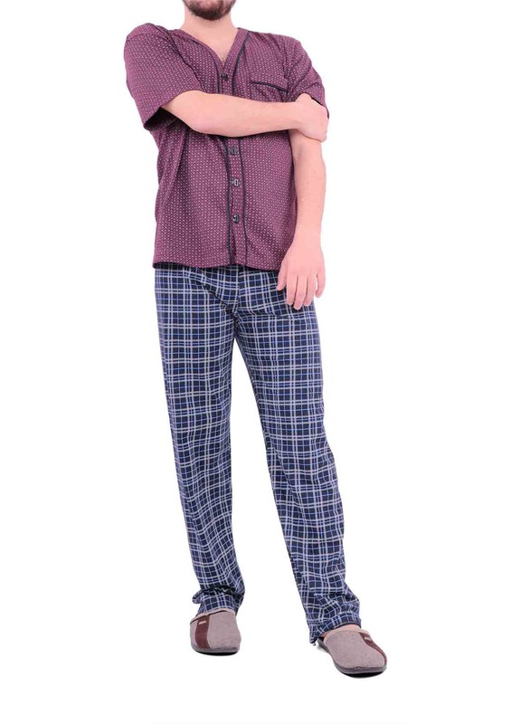 Lindros Pijama Takımı 148 | Bordo - Thumbnail