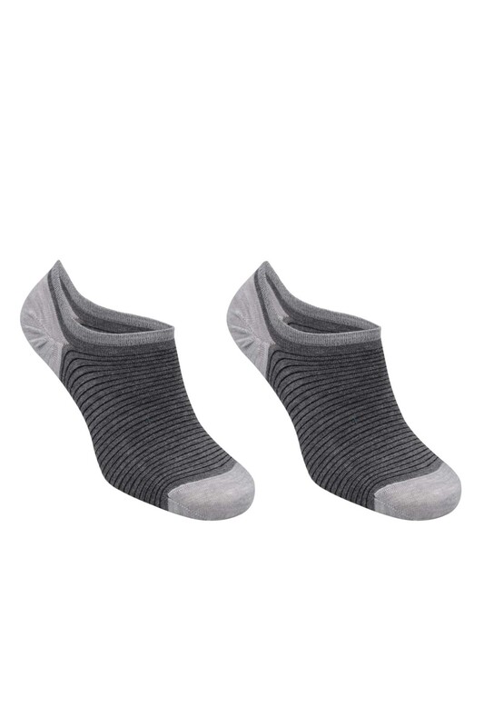SİMİSSO - Bambu Çizgili Erkek Sneakers Çorap | Füme