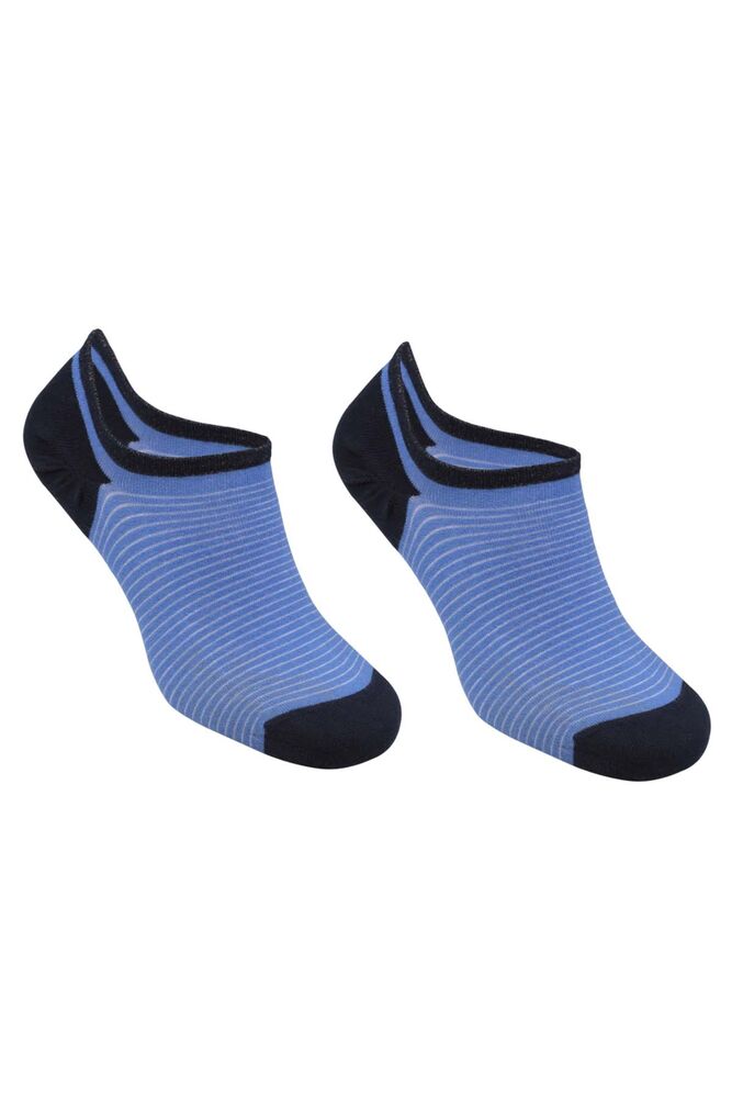 Bambu Çizgili Erkek Sneakers Çorap | Mavi