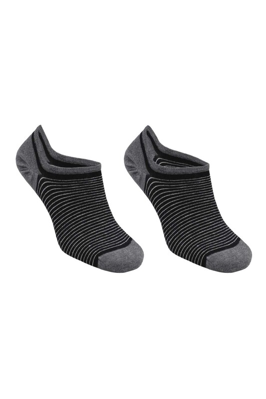 SİMİSSO - Bambu Çizgili Erkek Sneakers Çorap | Siyah