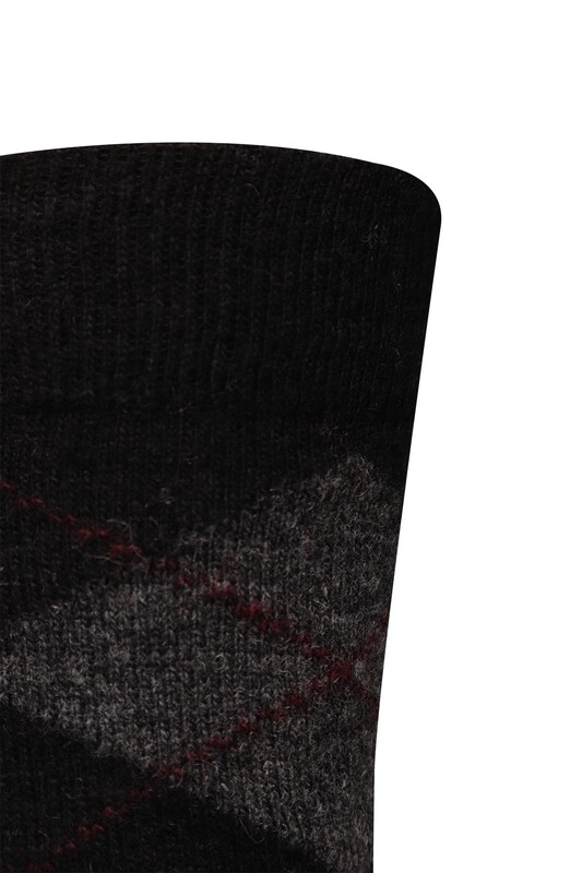 Erkek Lambswool Soket Çorap 50000-1 | Siyah - Thumbnail