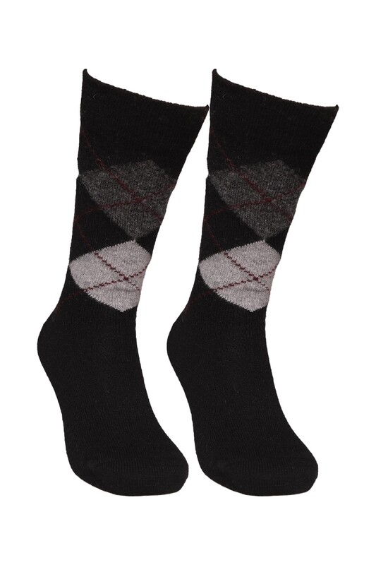 Erkek Lambswool Soket Çorap 50000-1 | Siyah - Thumbnail