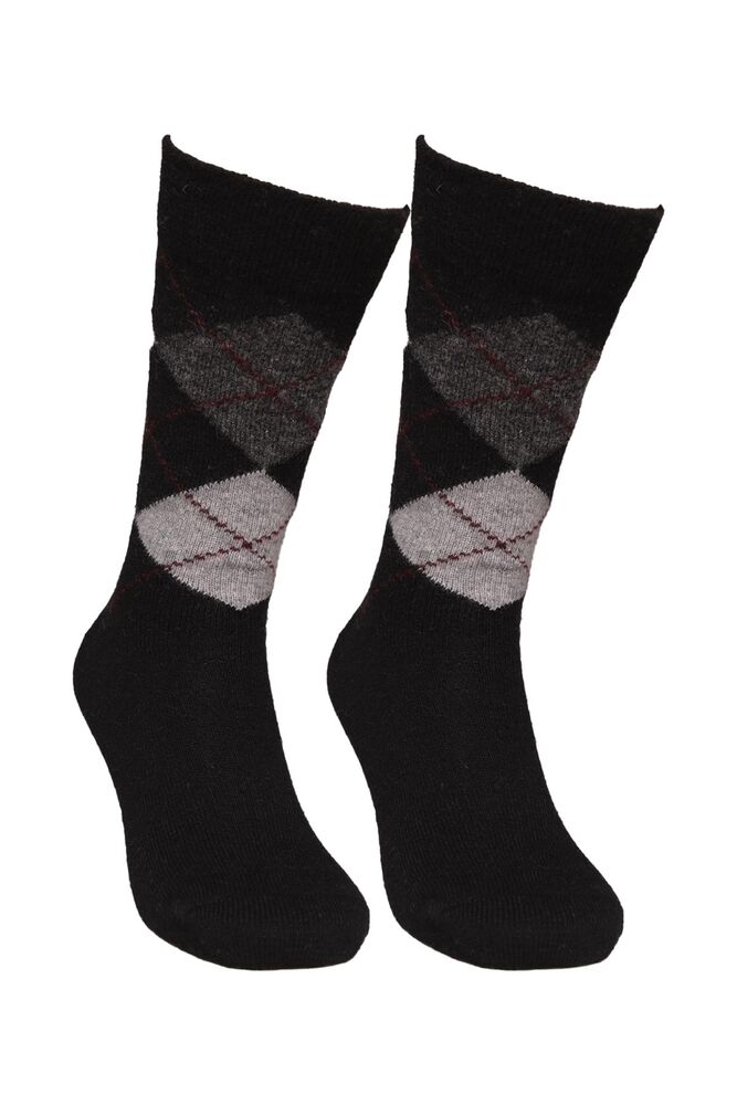 Erkek Lambswool Soket Çorap 50000-1 | Siyah