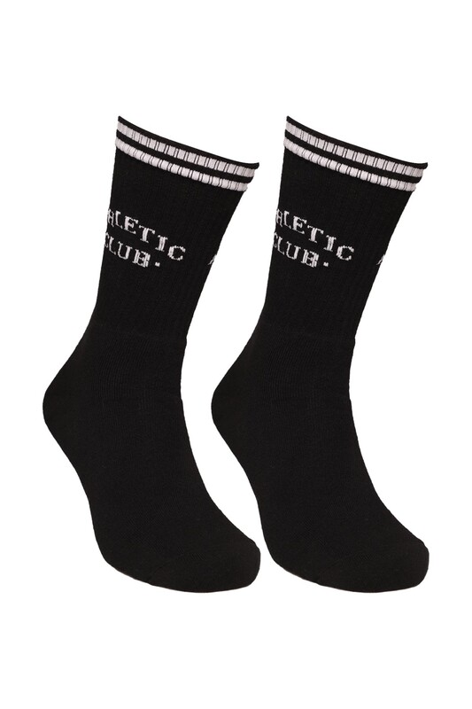 DÜNDAR PLUS - Dündar Yazı Baskılı Erkek Soket Çorap 7101 | Siyah Beyaz