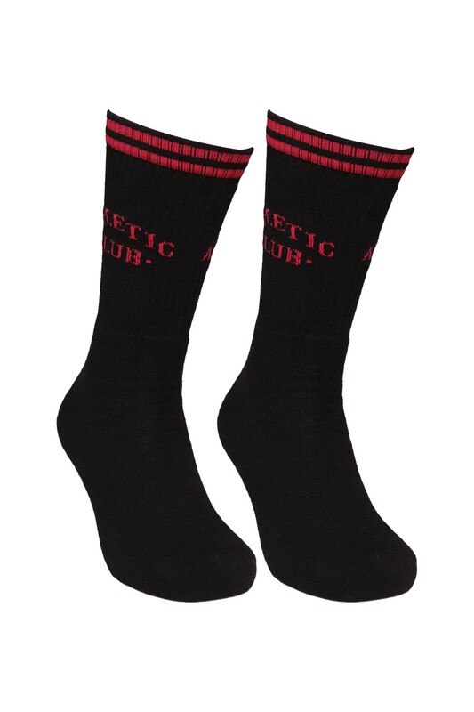 DÜNDAR PLUS - Dündar Yazı Baskılı Erkek Soket Çorap 7101 | Siyah Kırmızı