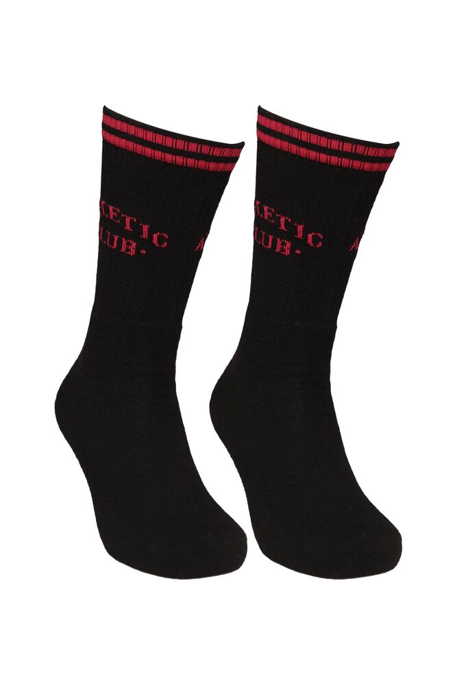 Dündar Yazı Baskılı Erkek Soket Çorap 7101 | Siyah Kırmızı