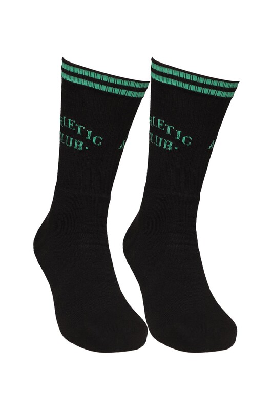DÜNDAR PLUS - Dündar Yazı Baskılı Erkek Soket Çorap 7101 | Siyah Yeşil