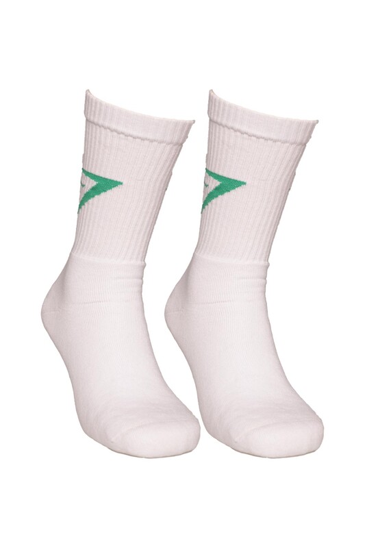 DÜNDAR PLUS - Dündar Yazı Baskılı Erkek Soket Çorap 7101-1 | Beyaz Yeşil