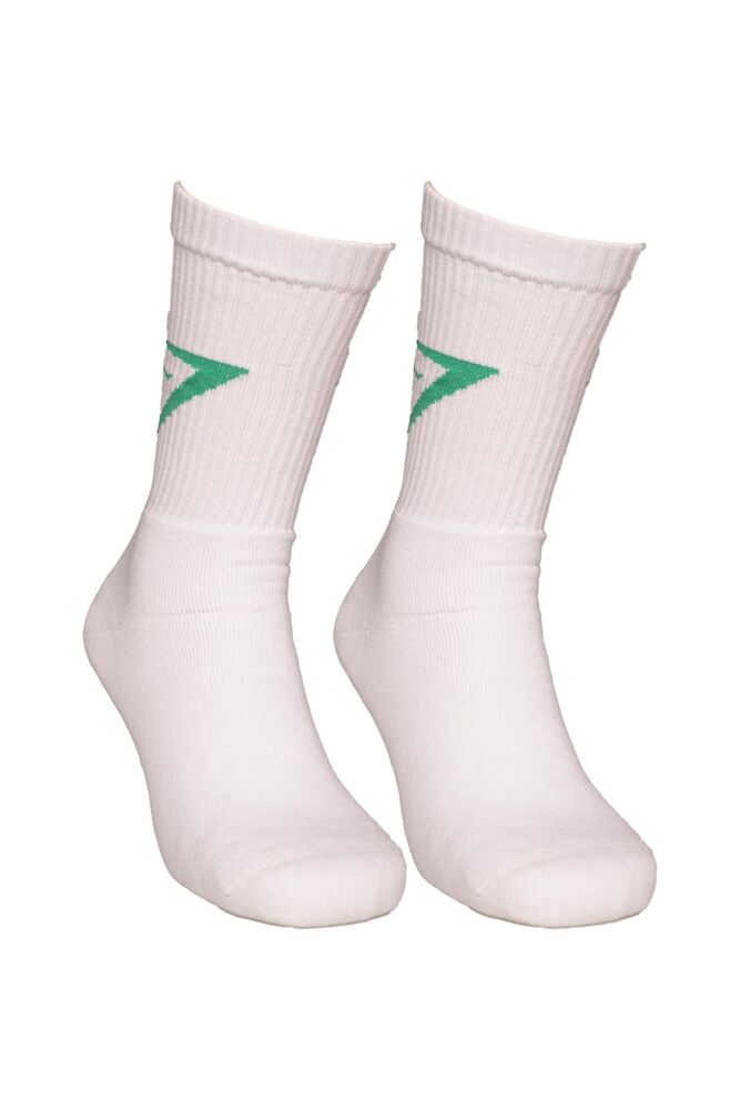 Dündar Yazı Baskılı Erkek Soket Çorap 7101-1 | Beyaz Yeşil