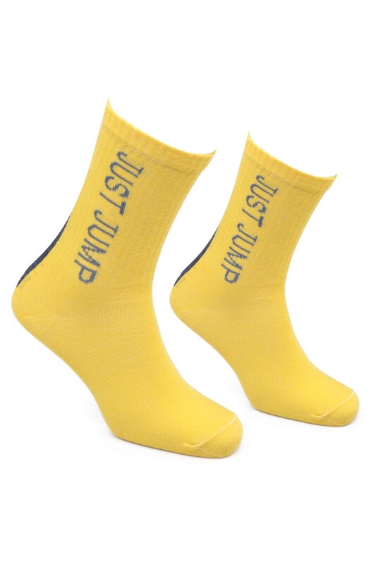 Faris - Yazı Baskılı Erkek Soket Çorap 6131 | Sarı