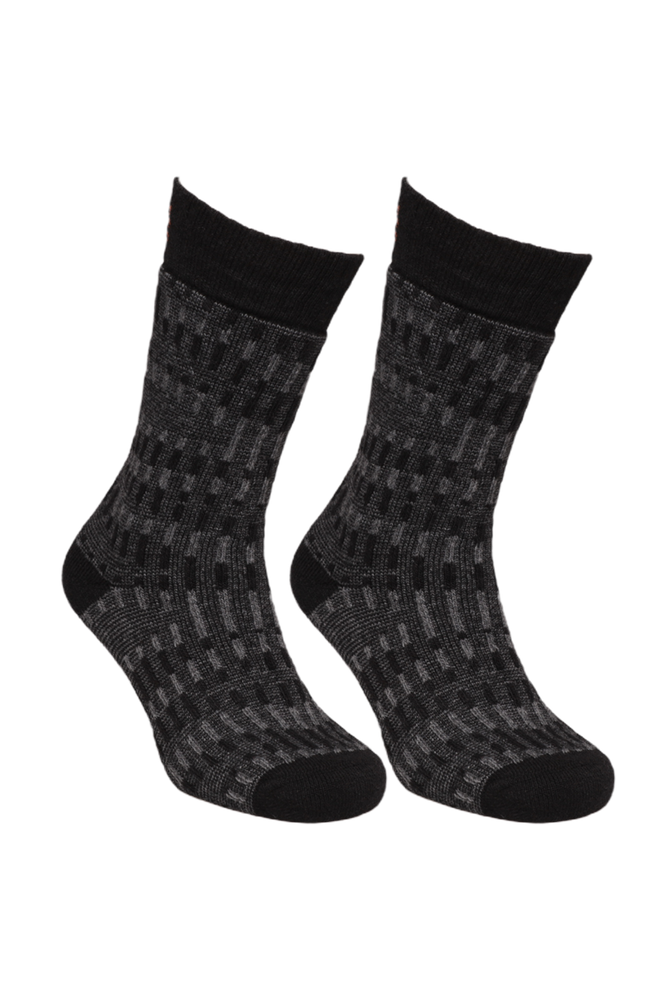 Erkek Desenli Lambswool Çorap 13906 | Siyah