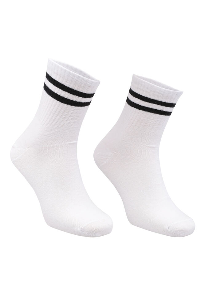 Çizgili Sport Erkek Soket Çorap | Beyaz