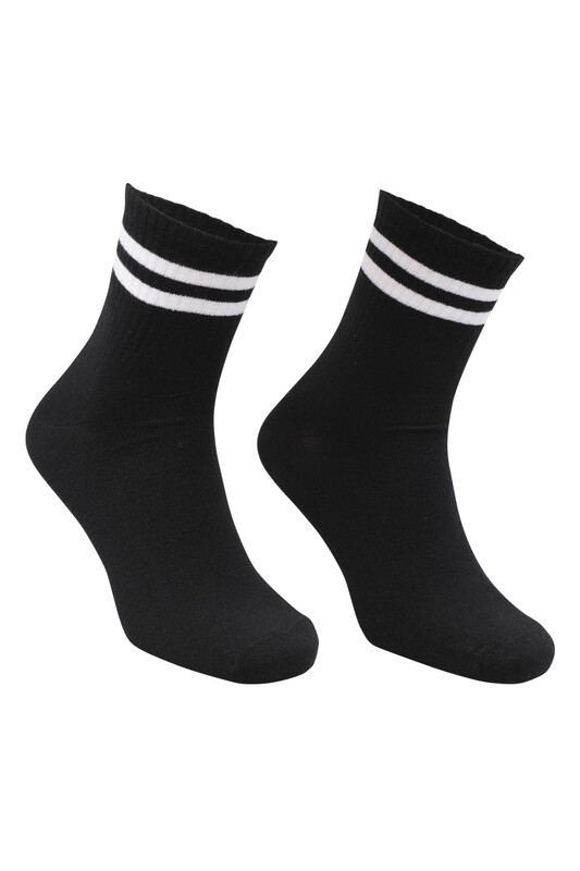 RASSE - Çizgili Sport Erkek Soket Çorap | Siyah