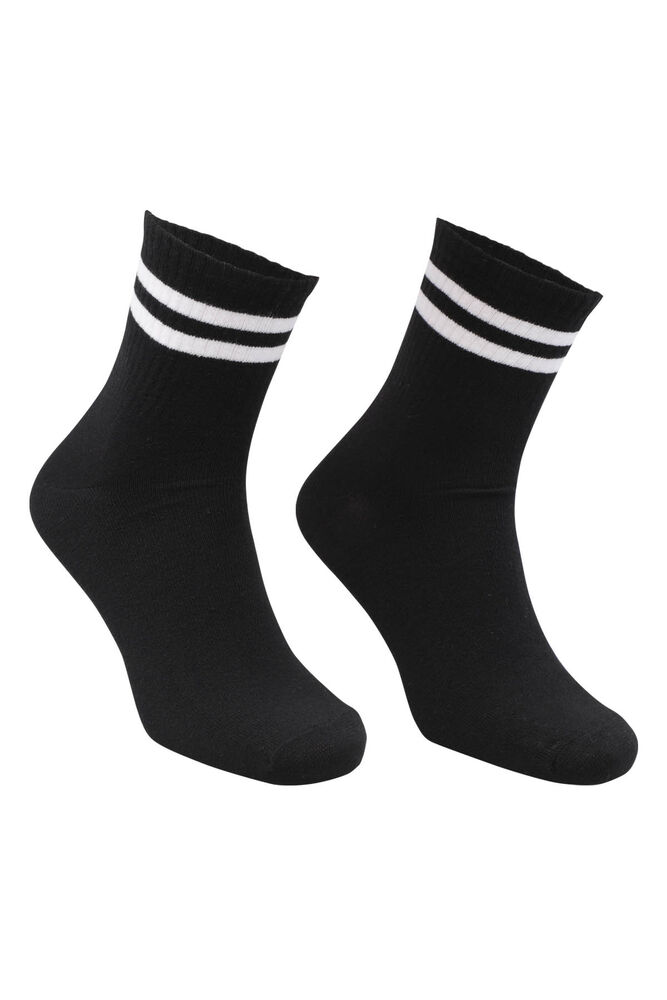 Çizgili Sport Erkek Soket Çorap | Siyah