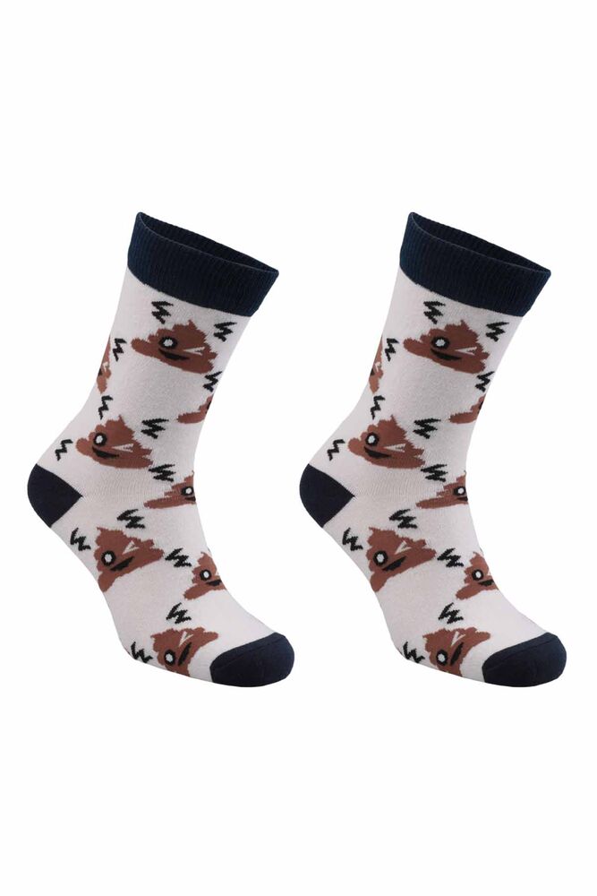 Emoji Desenli Çorap | Kahverengi