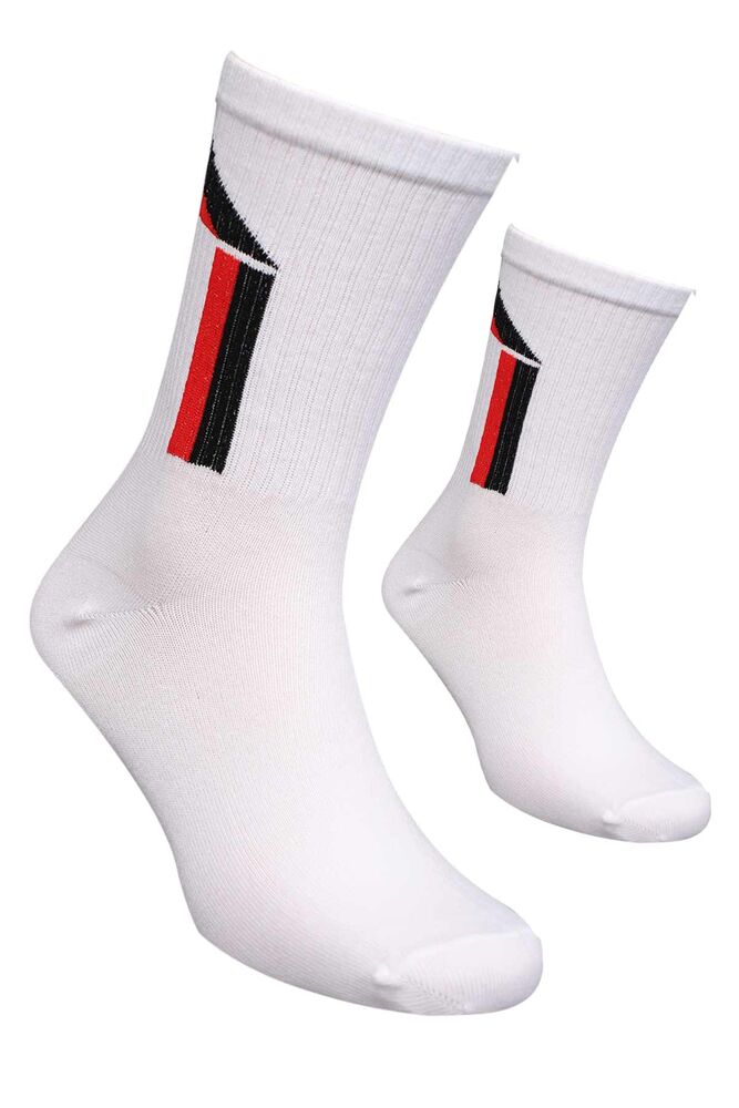 Çizgili Erkek Soket Çorap | Beyaz
