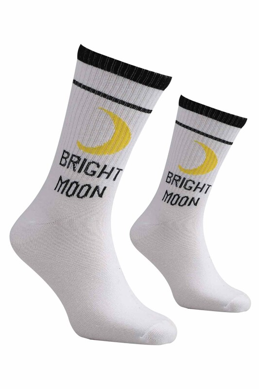 SAHAB - Bright Moon Erkek Soket Çorap | Beyaz