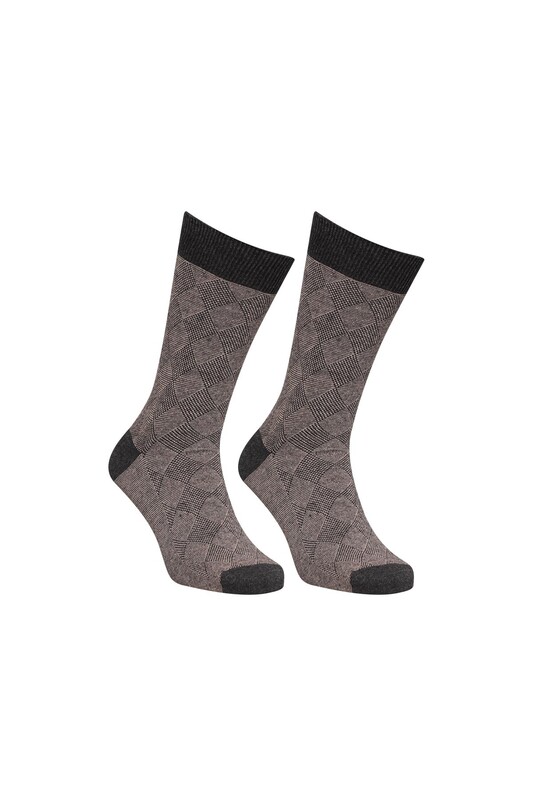 SAHAB - Desenli Erkek Soket Çorap 9230 | Vizon