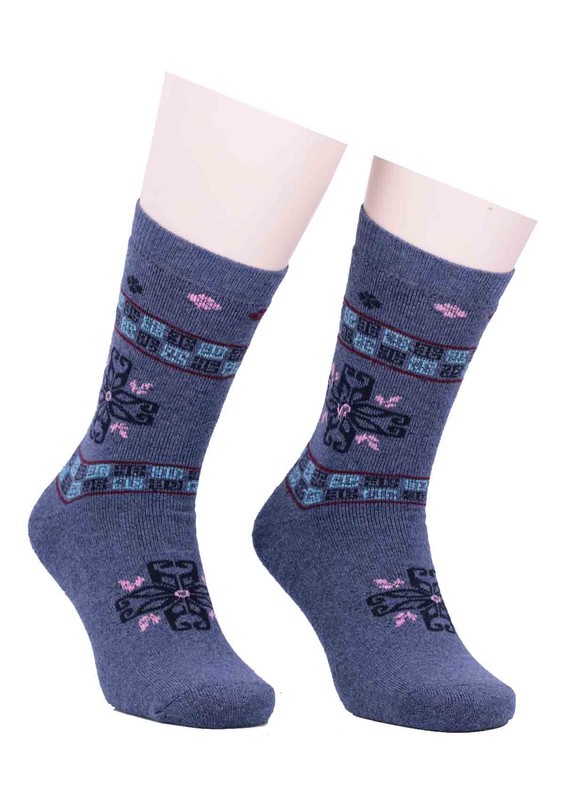 Arc Desenli Havlu Çorap 213 | İndigo - Thumbnail
