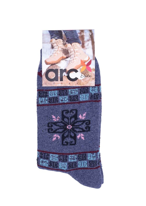 Arc Desenli Havlu Çorap 213 | İndigo - Thumbnail