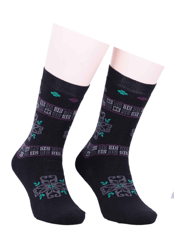 Arc Desenli Havlu Çorap 213 | Siyah - Thumbnail